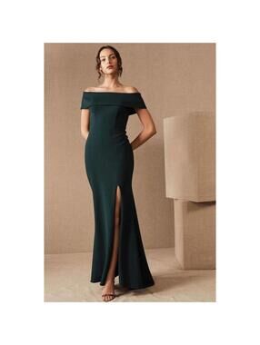 BHLDN Delice Off-The-Shoulder Dress Size 2 Jade Green Formal Wedding Guest